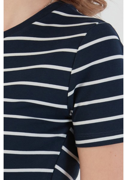Basic Çizgili Crop Tişört