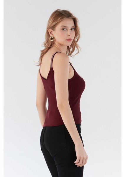 Fitilli Askıları Taş Detaylı V Yaka Bluz fiyatları