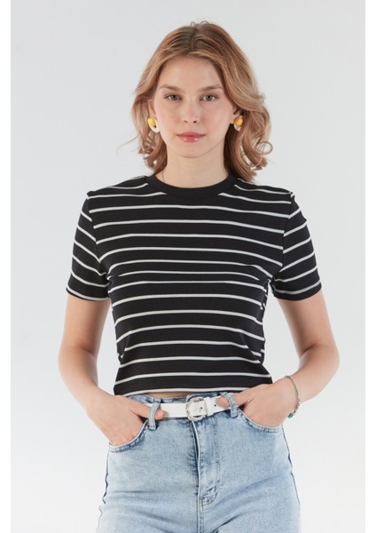 Basic Çizgili Crop Tişört fiyatları