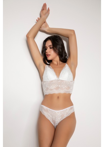 Ekru Destekli V Yaka Dantelli Büstiyer Takımı 5567 fiyatları