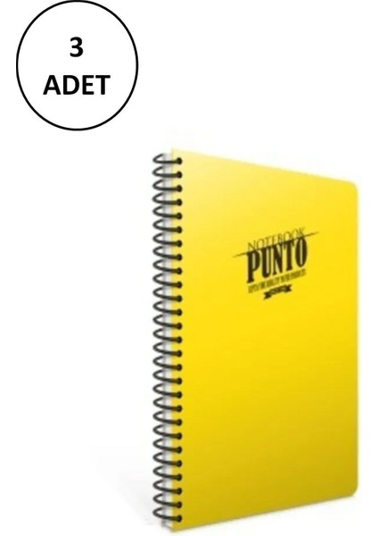 Punto A4 Spiralli Pp Kapak Defter 200 Yaprak Çizgili (3 Lü Paket)