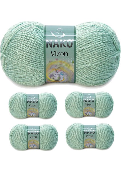 5 Adet Premium Akrilik El Örgü Ipi Yünü Renk NO:292 Çağla Yeşil