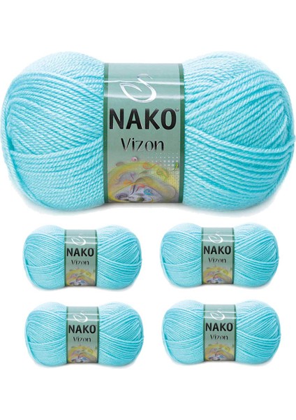5 Adet Premium Akrilik El Örgü Ipi Yünü Renk NO:10535 Açık Turkuaz