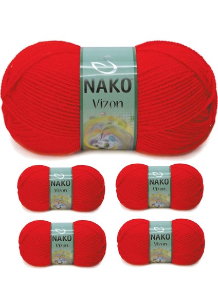 5 Adet Premium Akrilik El Örgü Ipi Yünü Renk NO:207 Alev Kırmızı