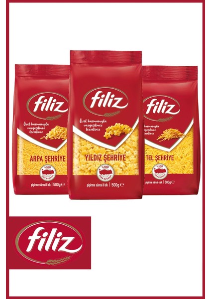 Şehriye Sepeti 500 gr x 3 Adet (Tel Şehriye, Arpa Şehriye, Yıldız Şehriye) Tek Ebat