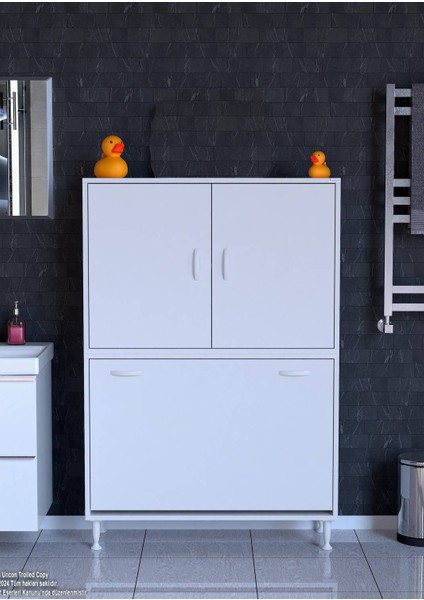 90 x 138 x 32,5 Cm' Lik Kapak Içi Çift Raflı,organizatör Mutfak Dolabı Sepetli Çok Amaçlı Dolap