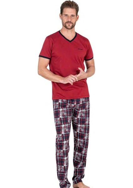 Erkek Kısa Kollu V Yaka Penye Pijama Takımı