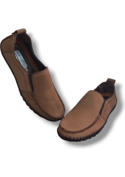 GR0319 Hakiki Nubuk Deri Günlük Kulllanım Bağcıksız Loafer Erkek Ayakkabı