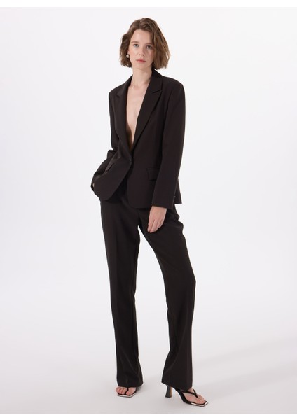 Yüksek Bel Slim Fit Siyah Kadın Pantolon New Carla Crepe Pant - Recy Poly St