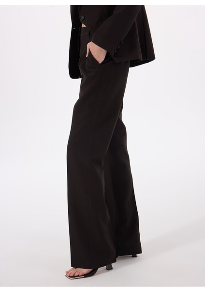 Yüksek Bel Slim Fit Siyah Kadın Pantolon New Carla Crepe Pant - Recy Poly St modelleri