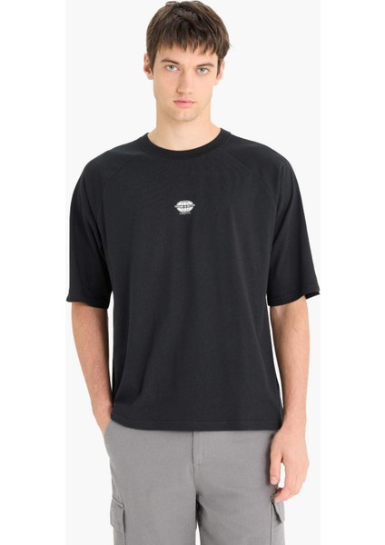 %100 Pamuk Loose Fit Bisiklet Yaka Baskılı Kısa Kollu Tişört F0187AX25SM modelleri