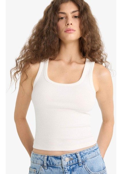 Regular Fit Kare Yaka Basic Düz Fitilli Kaşkorse 2'li Atlet F5589AX25SM