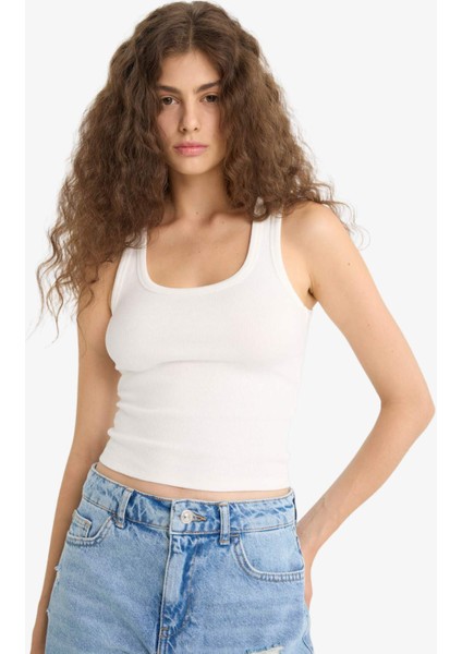Regular Fit Kare Yaka Basic Düz Fitilli Kaşkorse 2'li Atlet F5589AX25SM