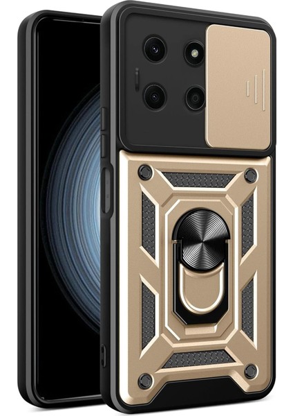 Infinix Note 30 Kılıf Pars Lens Yüzüklü Silikon - Gold Dpmah