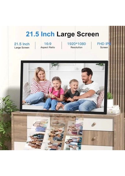 Büyük Siyah Dijital Resim Çerçevesi 21.5" 32 GB