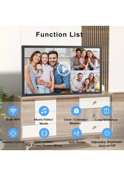 Büyük Siyah Dijital Resim Çerçevesi 21.5" 32 GB