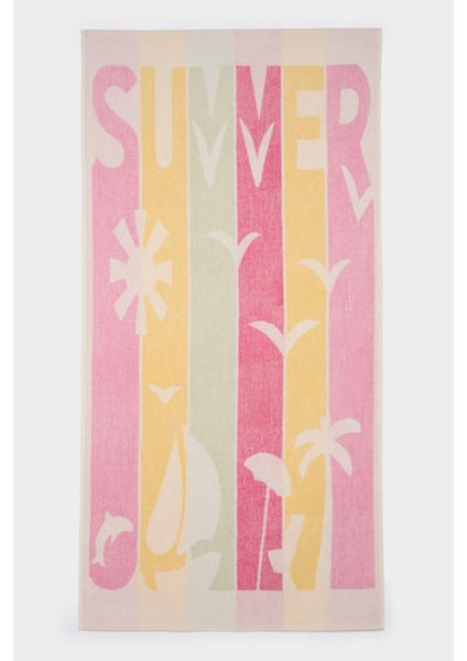 Kadın Desenli Pamuklu Plaj Havlusu C1152AX25SM