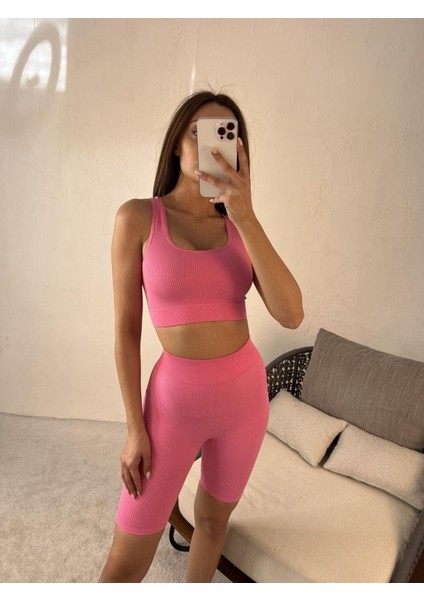 2500 Sporcu Şort Tayt-Pembe