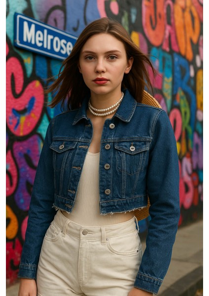Kadın Püsküllü Crop Jean Ceket fiyatları