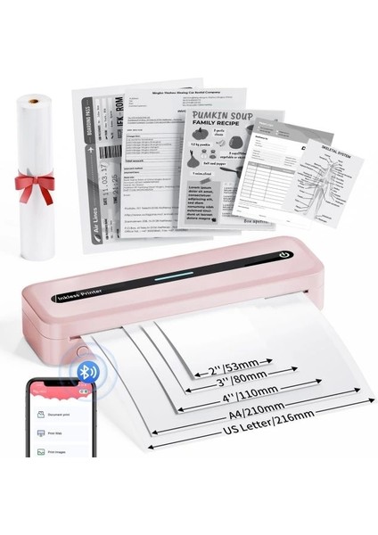 Colorwıng M832 Seyahat Için Kablosuz Taşınabilir Yazıcılar Pembe