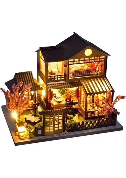 Dıy Ahşap Dollhouse ve Minyatür Mobilya C-Japanese Garden House