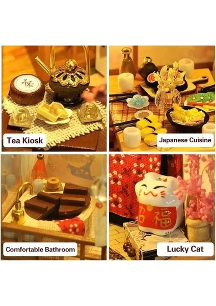 Dıy Ahşap Dollhouse ve Minyatür Mobilya C-Japanese Garden House modelleri