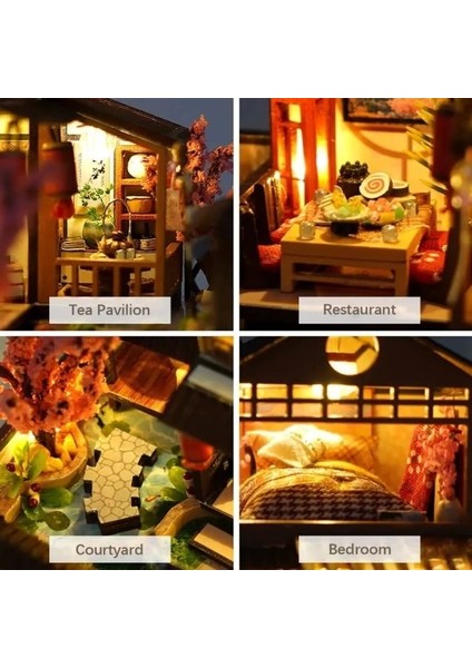 Dıy Ahşap Dollhouse ve Minyatür Mobilya C-Japanese Garden House fırsatları