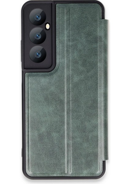 Realme C65 Kılıf Flip Cover - Koyu Yeşil Dpmah
