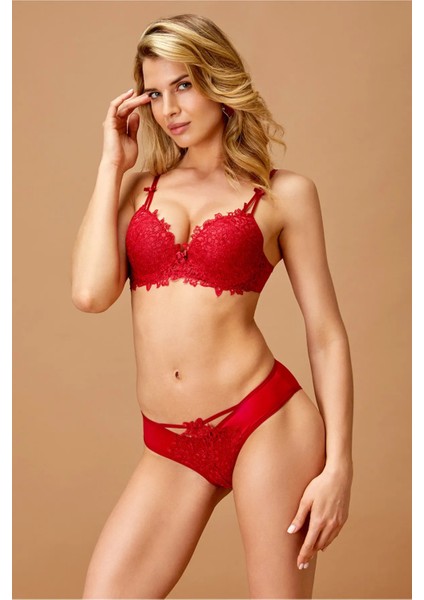 Dantel Detaylı Destekli Push-Up Sütyen Takım