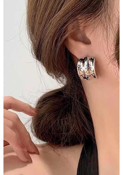 Gümüş Renk Çelik Küpe (Çift)