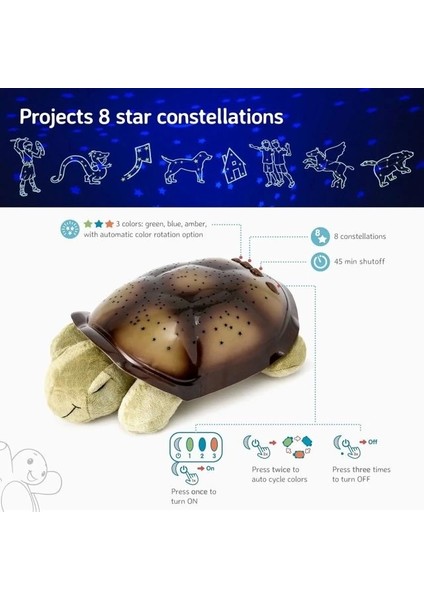 Sakinleştirici Gece Işığı Yıldız Projektör Twilight Turtle - Green modelleri