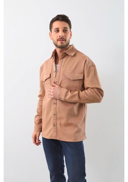 Erkek Oversize Jean Gömlek Bej fiyatları