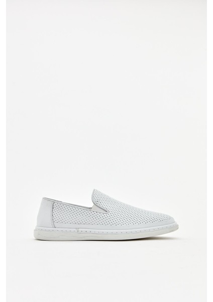 Beyaz Erkek Sneaker Deri Ayakkabı
