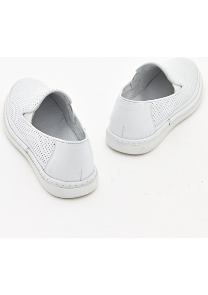 Beyaz Erkek Sneaker Deri Ayakkabı