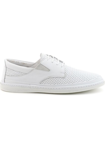 Beyaz Erkek Sneaker Deri Ayakkabı