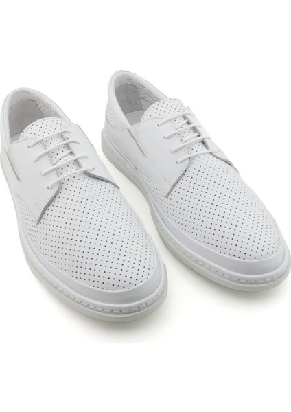 Beyaz Erkek Sneaker Deri Ayakkabı