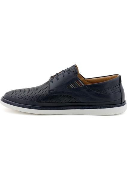 Lacivert Erkek Sneaker Hakiki Deri Ayakkabı