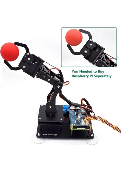 5-Dof Robotik Kol Kiti Raspberry ile Uyumlu Siyah