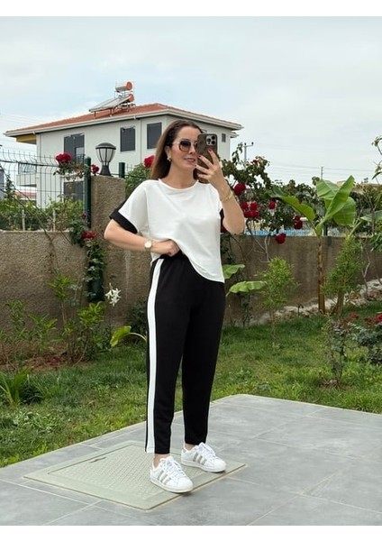 Kadın Modal Dokulu Kumaş Yanı Şeritli Takım
