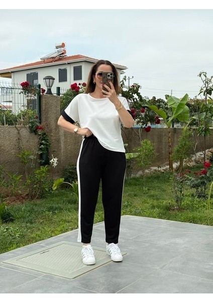 Kadın Modal Dokulu Kumaş Yanı Şeritli Takım
