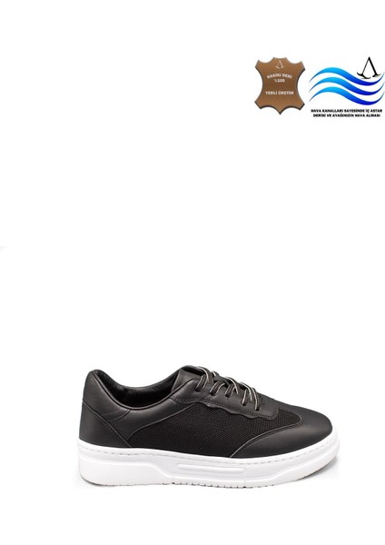 Erkek Deri ve Tekstil Sneaker Ayakkabı 082Y24E40753