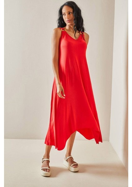 Miracotton Kadın Omuz Askılı Toka Detay Maxi Boy Elbise