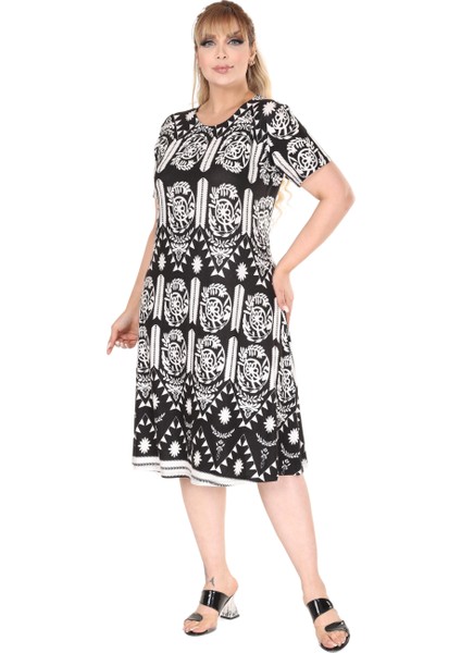 Butik Beyaz A Kesim Bohem Desen Midi Elbise fırsatları