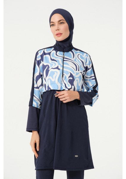 Kadın Crop Detaylı Sporcu Beli Lastikli Tam Kapalı Tesettür Mayo 3008-25 Koyu Lacivert fırsatları