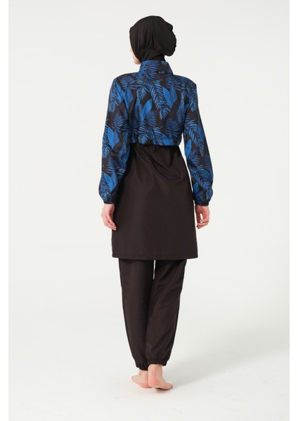 Kadın Yaprak Desenli Tam Kapalı Tesettür Mayo 22156-25 Siyah indirimleri