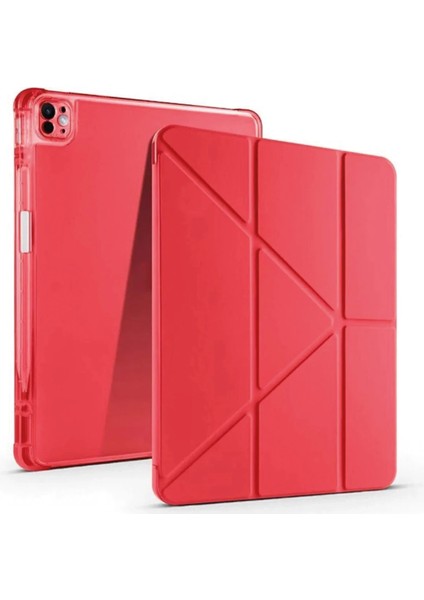 Ipad Pro 13 (2024) Kılıf Kalemlikli Mars Tablet Kılıfı - Kırmızı Dpmah