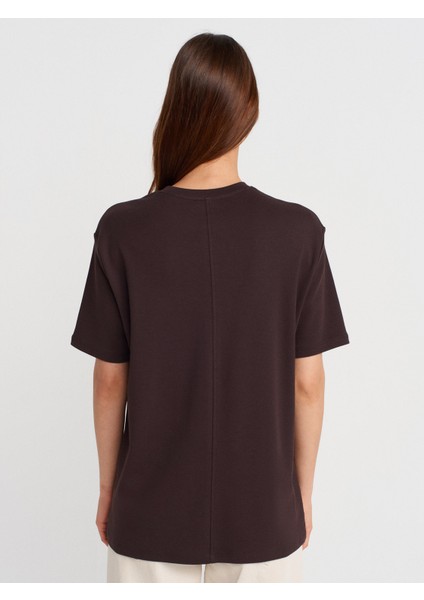 31218 Dikiş Detaylı T-Shirt-Koyu Kahve fiyatları