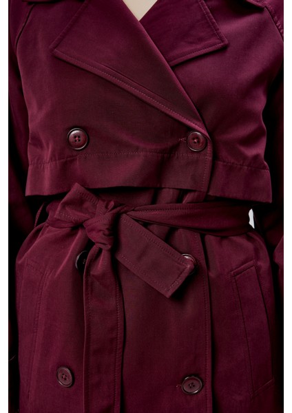 Oversize Kruvaze Kapama Rüzgarlık Detaylı Trençkot