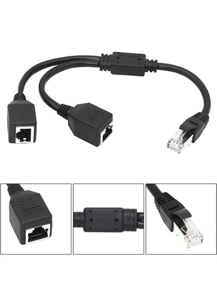 Powermaster PM-25434 Erkek RJ45 To 2 x Dişi Ethernet Çoklayıcı Splitter Dağıtıcı Internet Soketi Çoğaltıcı