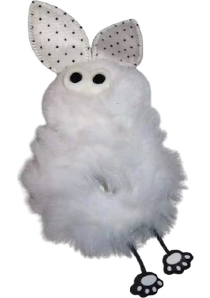 Beyaz Renk Tavşanlı Peluş Simit Toka